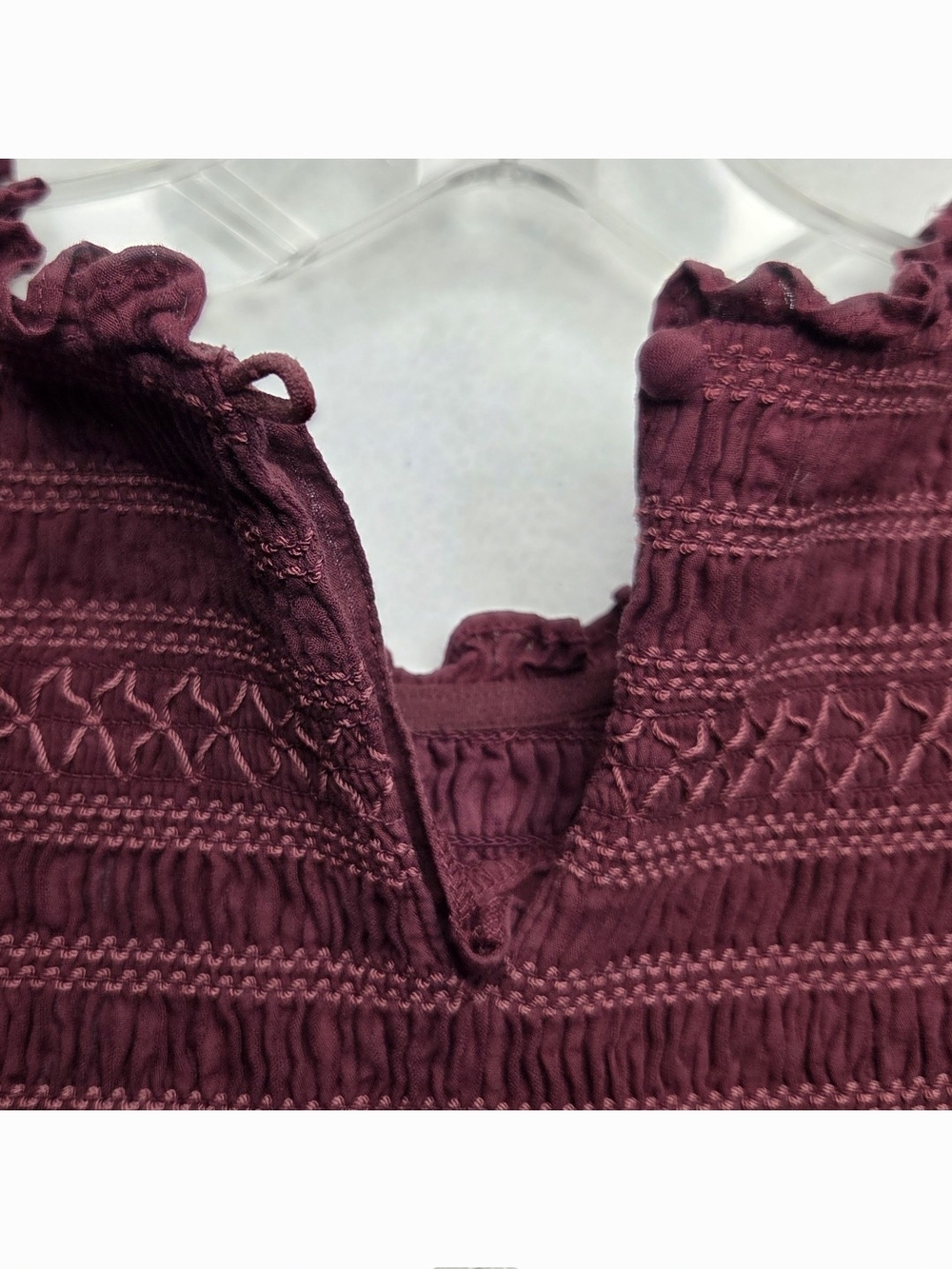 Hill House Home Vivi Smocked Nap Dress Large Cottagecore Burgundy Shadow Stripe - Picture 7 of 9